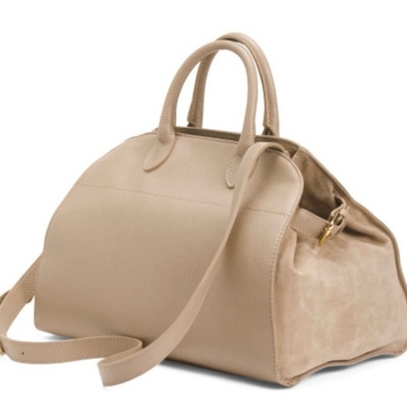Viral Anna Paola Italian SUEDE & LEATHER Cappuccino Satchel NWT - Picture 1 of 10